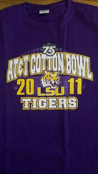 LSU Tigers 2011 Cotton Bowl Shirt Purple SEC Football Large Geaux Champions 2