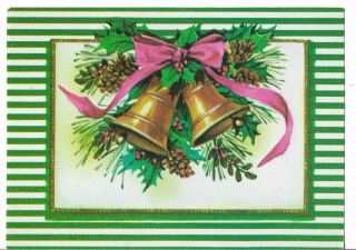 Vtg Christmas Greeting Card Front Approx 4 X 6 " Gold Bells