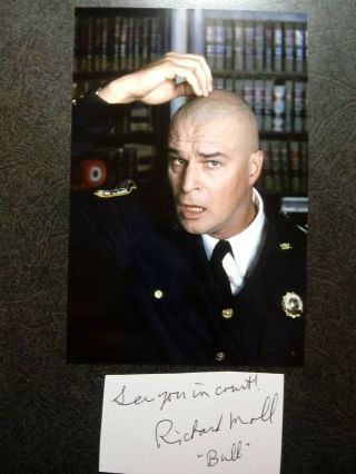 Richard Moll As Bull Authentic Hand Signed Autograph Cut With 4x6 Photo