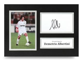 Demetrio Albertini Signed A4 Photo Display Ac Milan Autograph Memorabilia,