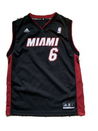 Youth Boys Kids Adidas Miami Heat Lebron James 6 Nba Basketball Jersey L