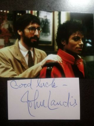 John Landis Authentic Hand Signed Autograph Cut With 4x6 Photo Michael Jackson
