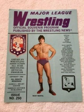 1982 Awa Wrestling Souvenir Program Rick Martel,  Hulk Hogan Tito Santana