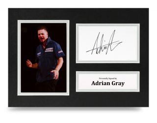 Adrian Gray Signed A4 Photo Display Pdc Darts Autograph Memorabilia,