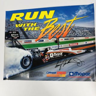 Tommy Johnson Jr Signed 20 X 16 Nhra Drag Funny Car Racing Autographed Poster Bk