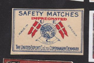 Ae Old Matchbox Label Sweden O14 Flag Denmark
