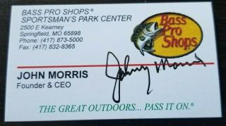 Autographed John Morris Business Card W/coa Founder Bass Pro Shops
