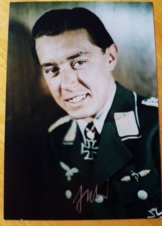 Wwii Luftwaffe Night Fighter Ace Me110 Signed Hans - Joachim Jabs Knights Cross