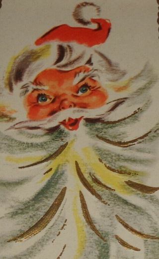 Vintage Christmas Card,  Jolly Santa Claus With Big Beard,  5 3/4 "