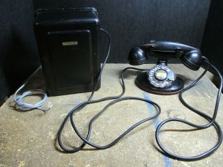 Vtg 1936 Rotary Dial Telephone Western Electric 202 D1 With Ringer Box