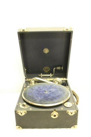 Smt Model 3 Portable Gramophone Turntable Record Player Vintage