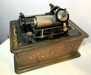 Vtg Antique 1903 Edison Standard Phonograph Banner Style Model C Parts Repair
