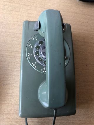 Vtg Bell System At&t Model 228a Type 1970s Avocado Green Rotary Dial Wall Phone