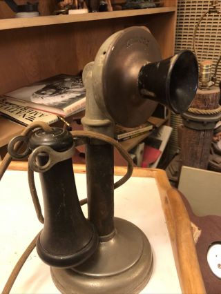 Antique 1907 Kellogg Candlestick Phone With Ear Piece 2