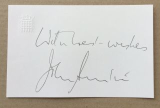 John Smith.  Handsigned Signature On Card.