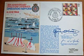 1979 Royal Navy 35th Anniversary Of The D - Day Landings Multi Signed Cover - 1