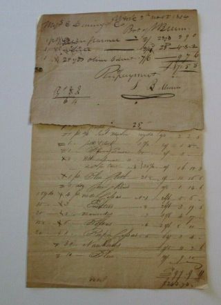 Antique 18th Century Receipt Historic Documents American York 1769 Autograph