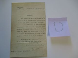 Letter Charles Blumenthal Alsace Lorraine Autograph Secretary General Paris 1929