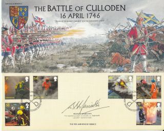 Hob65 Battle Of Culloden Set Of Fire & Rescue Service Stamps & Signed Fdc