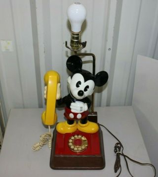 Vintage The Mickey Mouse Phone Landline Rotary Telephone & Lamp - - Atc