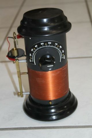 Vintage Homebrew Crystal Detector Radio Set Wood W/ Bakelite Knobs