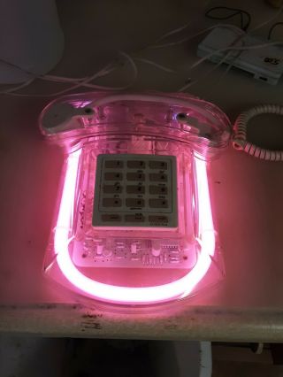 Vintage Roxanne Cicena Clear With Retro Hot Pink Neon Light Telephone Model 101