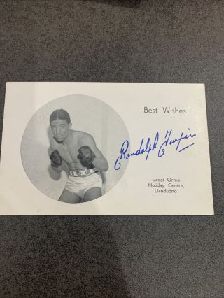 Randolph Turpin Boxing Champion Signed Autographed Picture Post Card