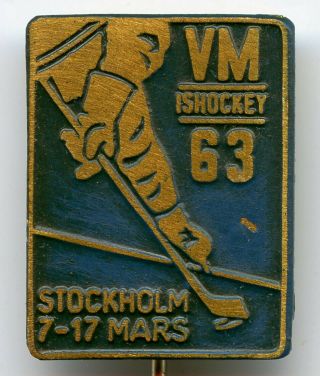 Sweden Stockholm World Ice Hockey Championships 1963 Pin Badge Grade