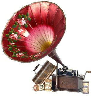 Edison Standard Cylinder Phonograph Record Player,  Morning Glory Horn