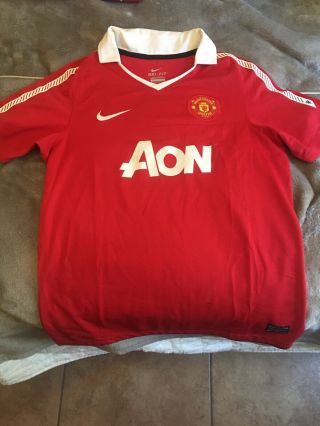 Manchester United 2010 - 2011 Home Football Soccer Nike Shirt Jersey Aon Youth L