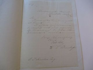 Robert P Dunlap Antique Letter Autograph Famous American Governor Of Maine 1847