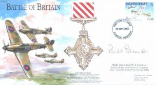 Bb13 Battle Of Britain No 501 Sqn Hurricane Fdc Signed Ww2 Bob Pilot Bill Green