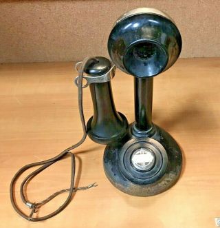 Antique Stromberg - Carlson Candlestick Base With American Telephone Receiver