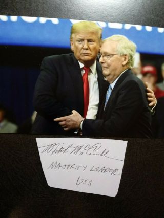 Mitch Mcconnell Authentic Hand Signed Autograph Cut With 4x6 Photo Donald Trump