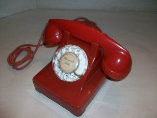 Rare Vintage Red Western Electric Bell System 302 F1 Rotary Dial Telephone