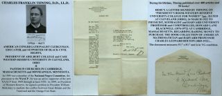 Naacp Black Civil Rights Activist Clergyman Thwing Case Western Letter Signed Vf