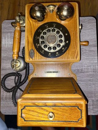 ☎️vintage Thomas Museum Series Wood Antique Oak Wood Wall Telephone Rare ☎️