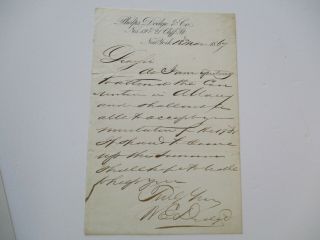 Antique Letter Autograph By Famous American William E Dodge Philanthropist Ymca