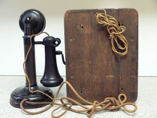 KELLOGG CANDLESTICK PHONE WITH RINGER BOX ANTIQUE 3