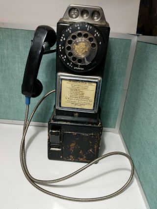 Vintage Automatic Electric Co 3 Slot Rotary Pay Phone Telephone