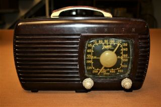 VINTAGE OLD ANTIQUE 1941 BLACK DIAL ZENITH RADIO;RESTORED,  GREAT 2
