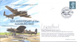 Mf2d Wwii Ww2 Augsburg Raid Raf Lancaster Cover Signed Cook Dfc