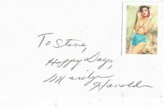 Marilyn Hanold Signed 3x5 Index Card Playboy Playmate Miss June 1959
