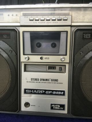 Vintage SHARP GF - 9494 Ghetto Blaster Boombox Stereo Radio Tape JAPAN 1980s 3