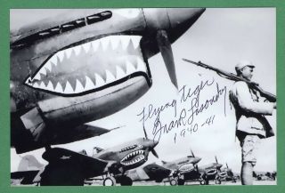 Frank Losonsky Wwii Avg Flying Tigers Signed 4x6 B/w Glossy Photo E17616