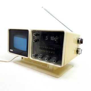 Vintage RCA Lunar 1 TV Radio Flip Number Clock Tube Television White 1975 Rare 3