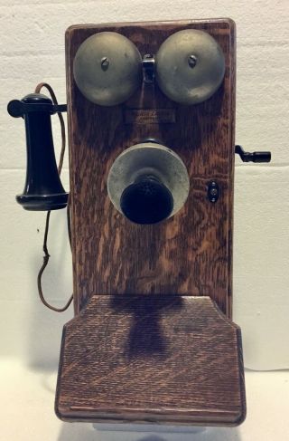 Rare Antique Wall Phone 1907 Western Electric 329w Oak Wood Hand Crank