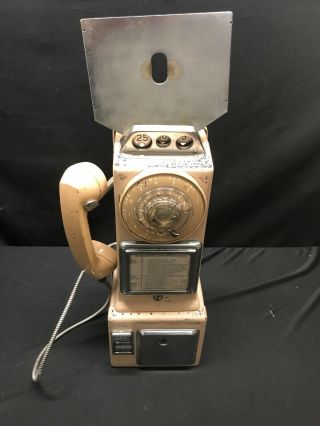 Vintage Automatic Electric Company 3 Slot Rotary Pay Phone Tan
