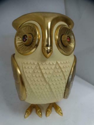 Vintage Jeweled Brass Midnight Owl Bubo Radio Japan