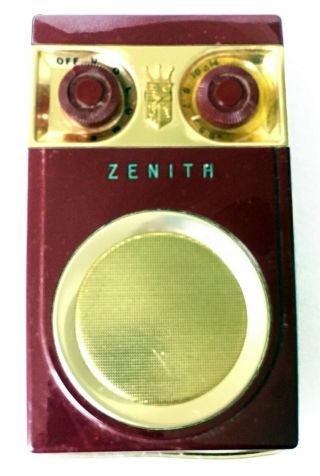Vintage Zenith - Royal 500 - Handwired Transistor Radio In Maroon - Circa 1957 - 58